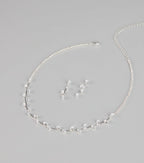 Dainty Shine Rhinestone Necklace And Earrings Set