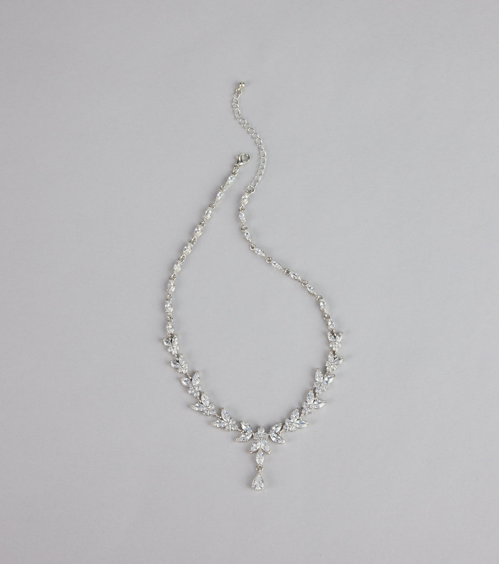 Soft Sparkle Rhinestone Floral Necklace