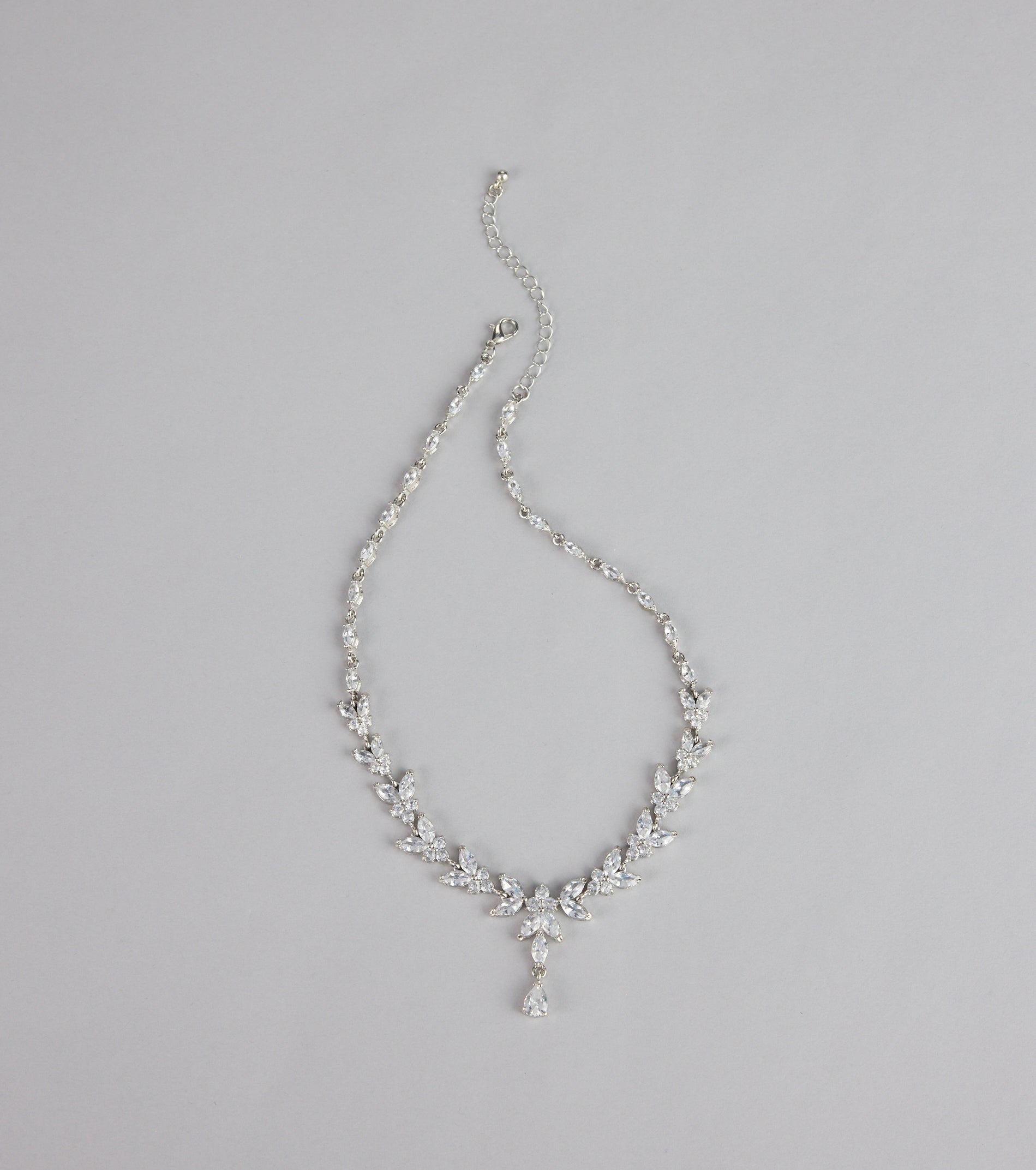 Soft Sparkle Rhinestone Floral Necklace