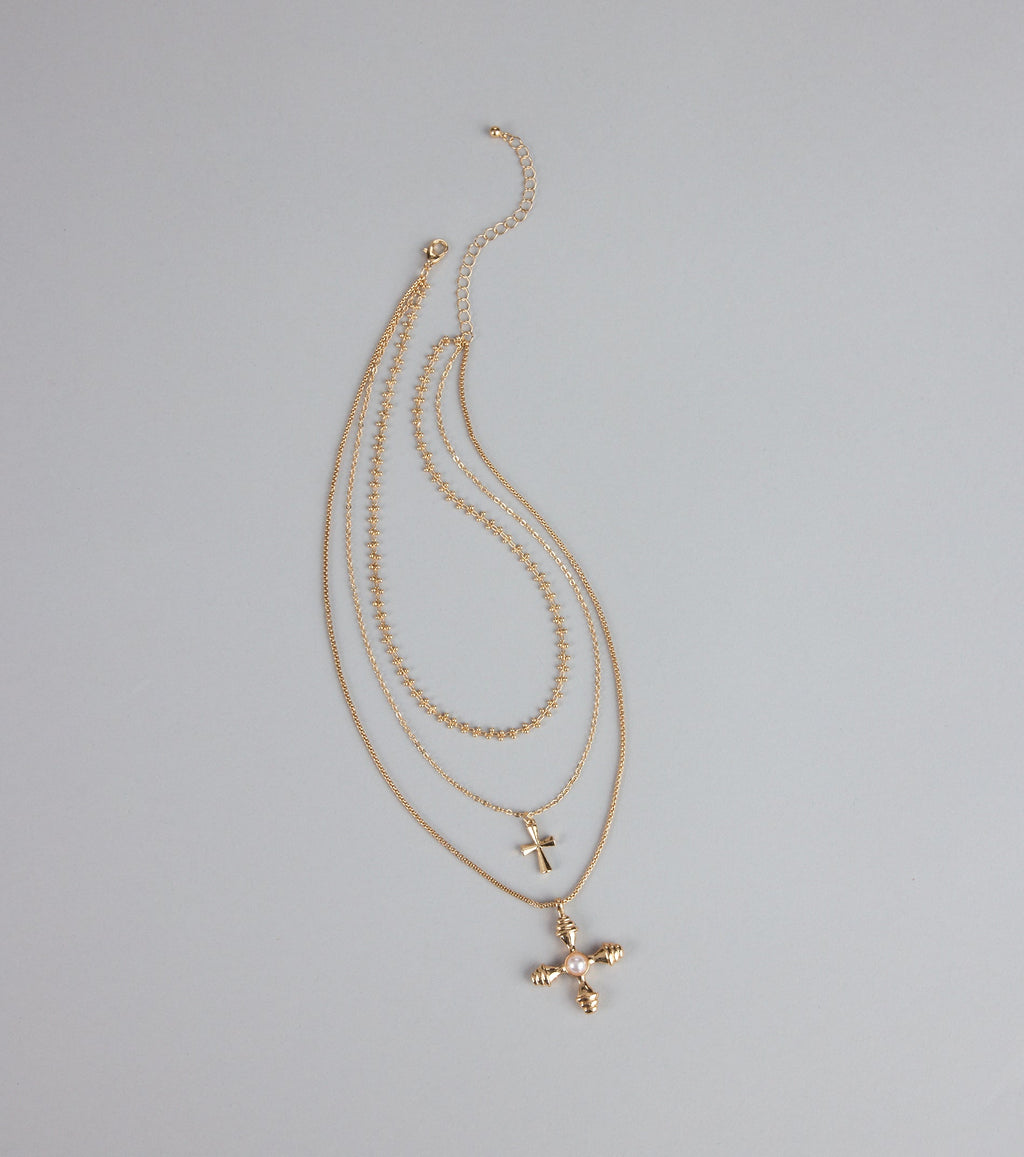 Divine Drip Layered Cross Necklace