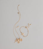 Golden Blessings Charm Layered Necklace Set