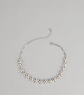 Floral Glow Rhinestone Chain Necklace