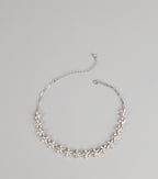 Floral Glow Rhinestone Chain Necklace