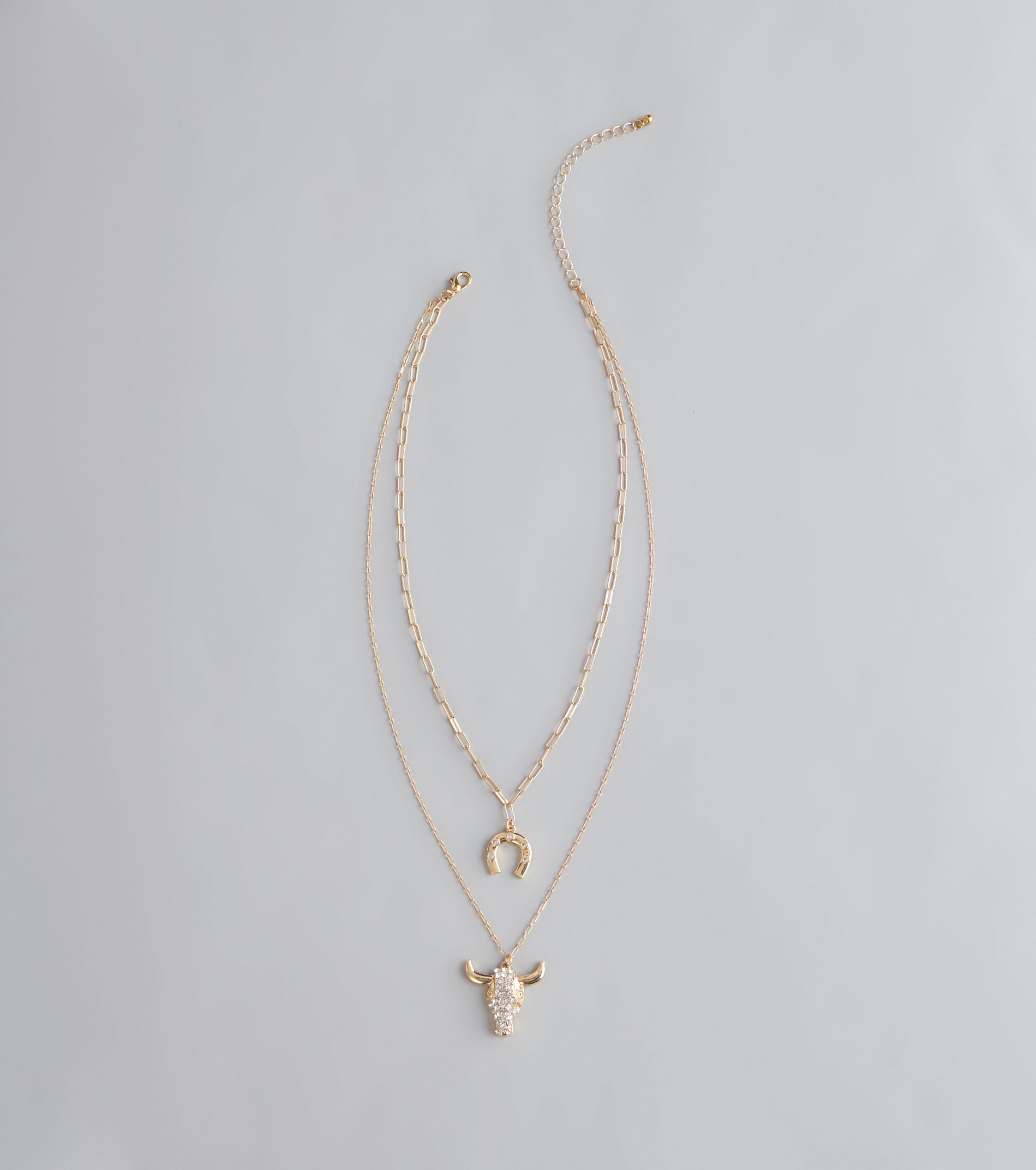 Rodeo Glow Skull And Horseshoe Necklace