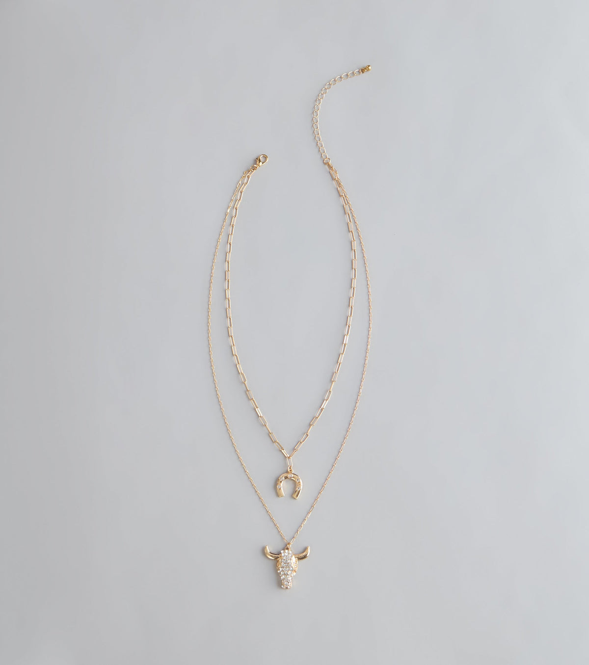 Rodeo Glow Skull And Horseshoe Necklace