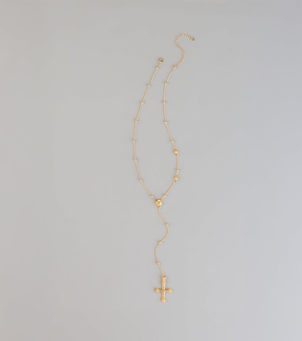 Blessed And Booked Cross Lariat Necklace