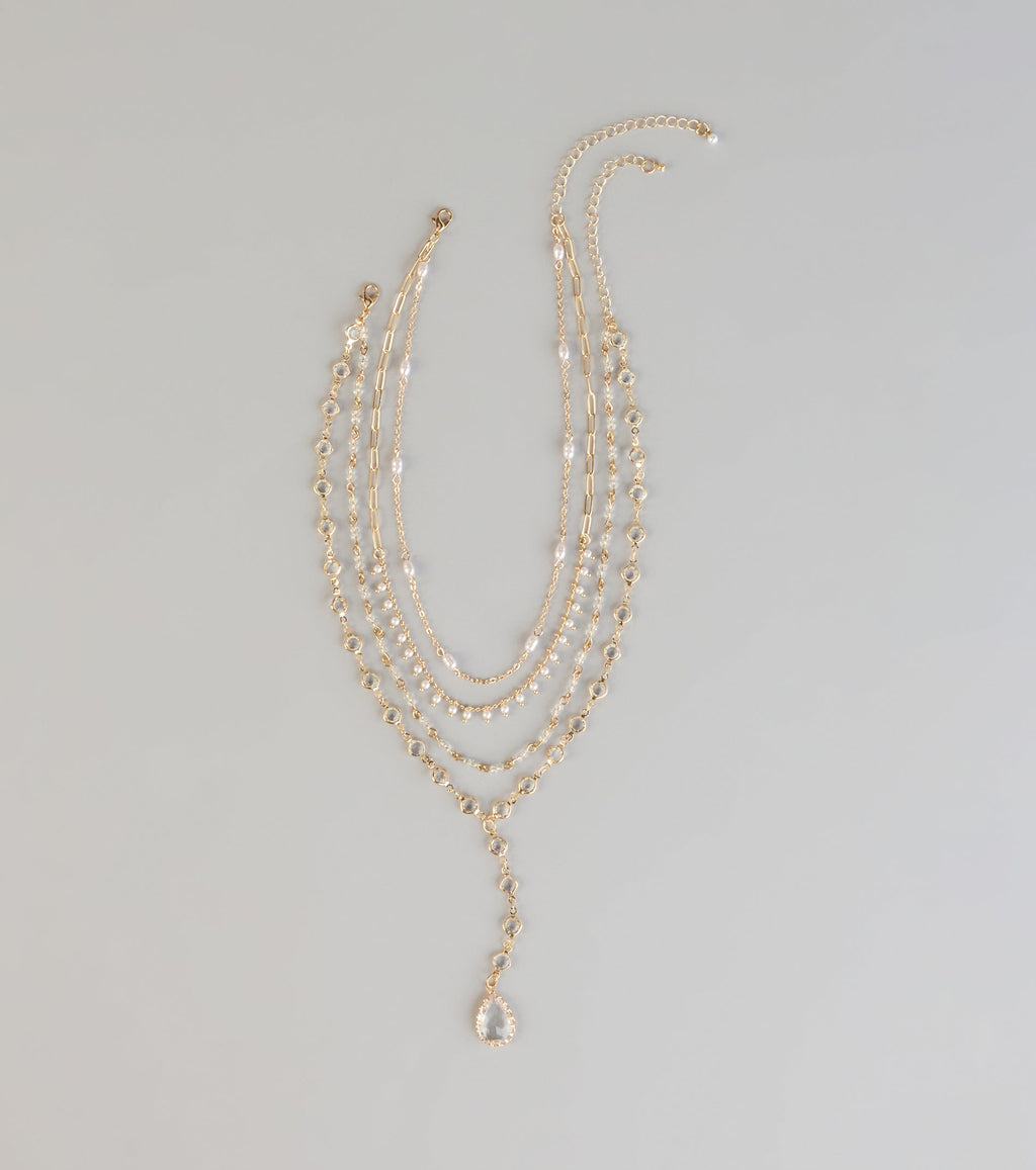 Stacked Shine Crystal Beaded Layered Necklace