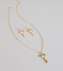 Locked In Love Heart Key Jewelry Set