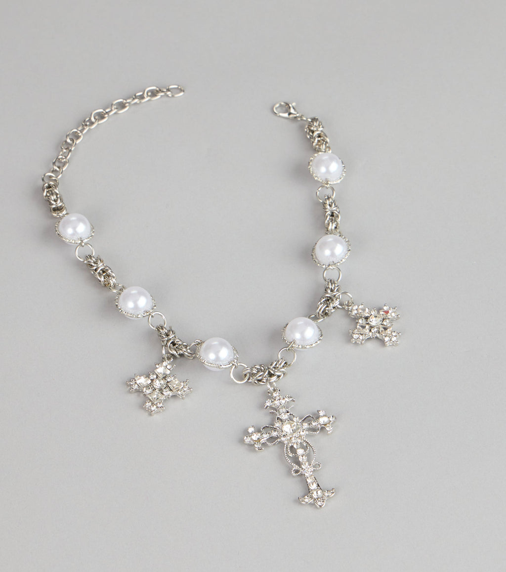 Gilded Drama Pearl Embellished Statement Necklace