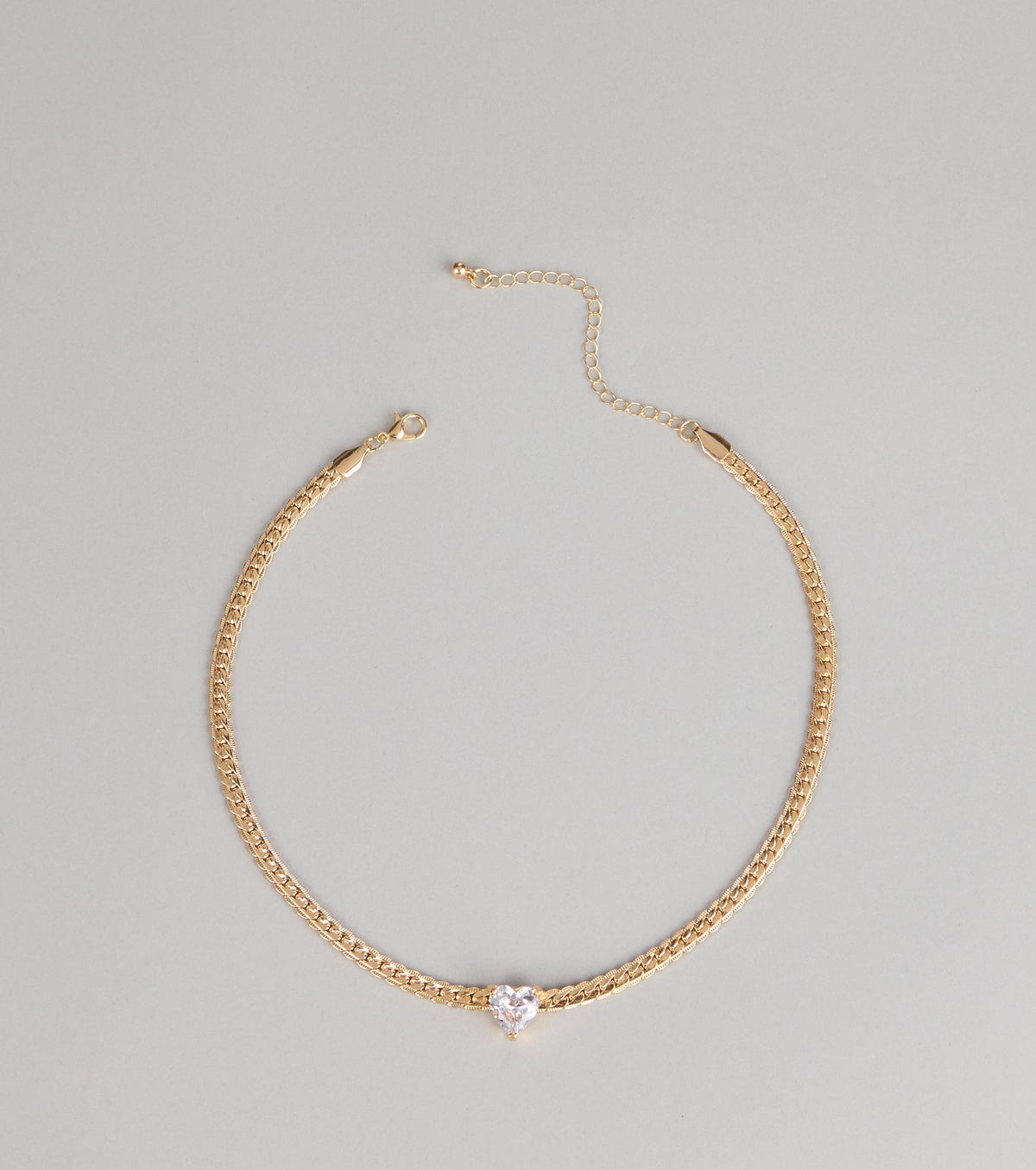 Everyday Detail Rhinestone Heart Pendant Necklace