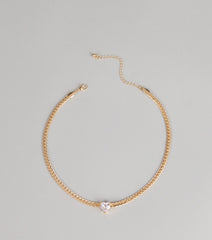 Everyday Detail Rhinestone Heart Pendant Necklace