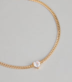 Everyday Detail Rhinestone Heart Pendant Necklace