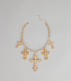 Styled Shine Rhinestone Cross Statement Necklace