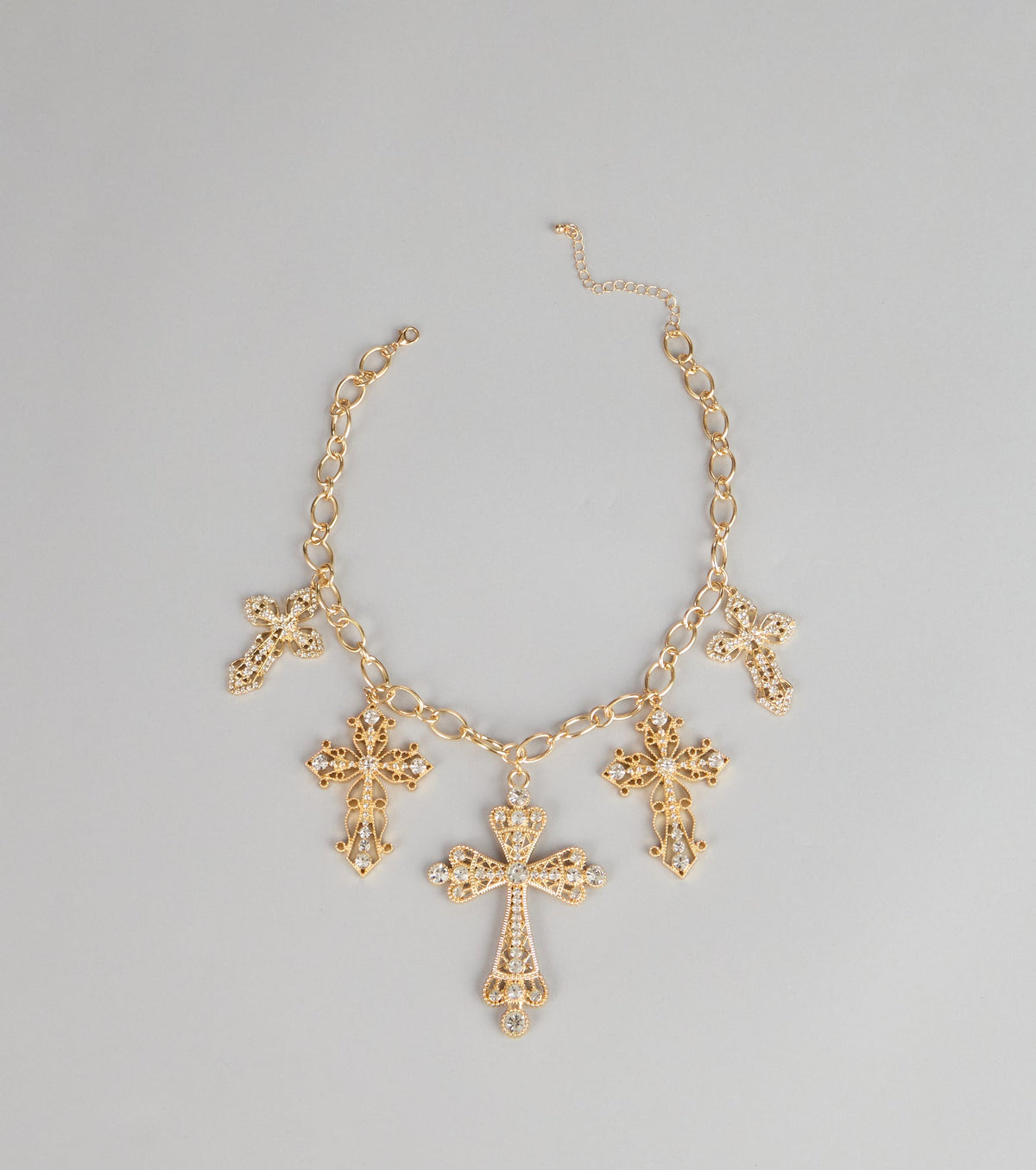 Styled Shine Rhinestone Cross Statement Necklace