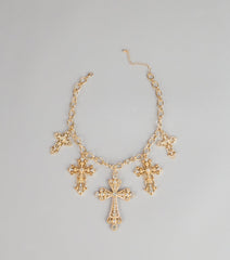 Styled Shine Rhinestone Cross Statement Necklace