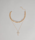 Statement Balance Layered Cross Necklace