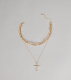 Statement Balance Layered Cross Necklace