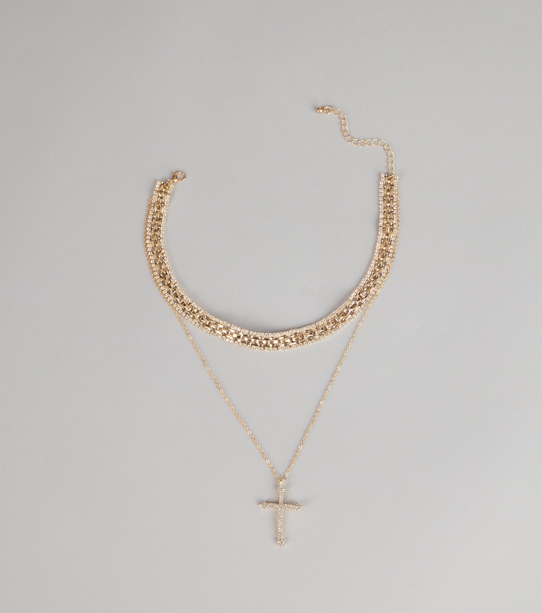 Statement Balance Layered Cross Necklace