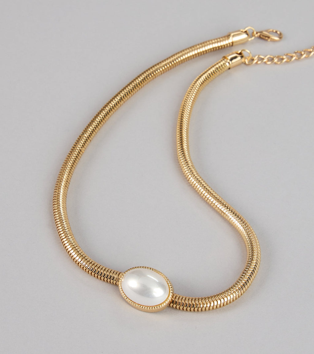 Modern Muse Coil Pearl Collar Necklace