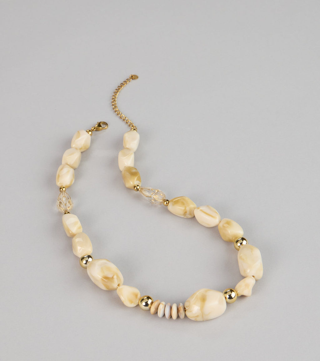 Golden Drift Beaded Statement Necklace