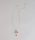 Extra In Every Way Gemstone Cross Necklace