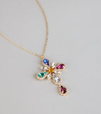 Extra In Every Way Gemstone Cross Necklace