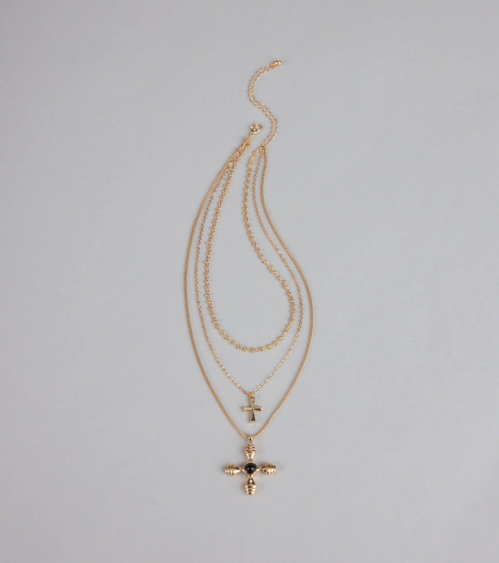 Faithful Layers Cross Charm Necklace