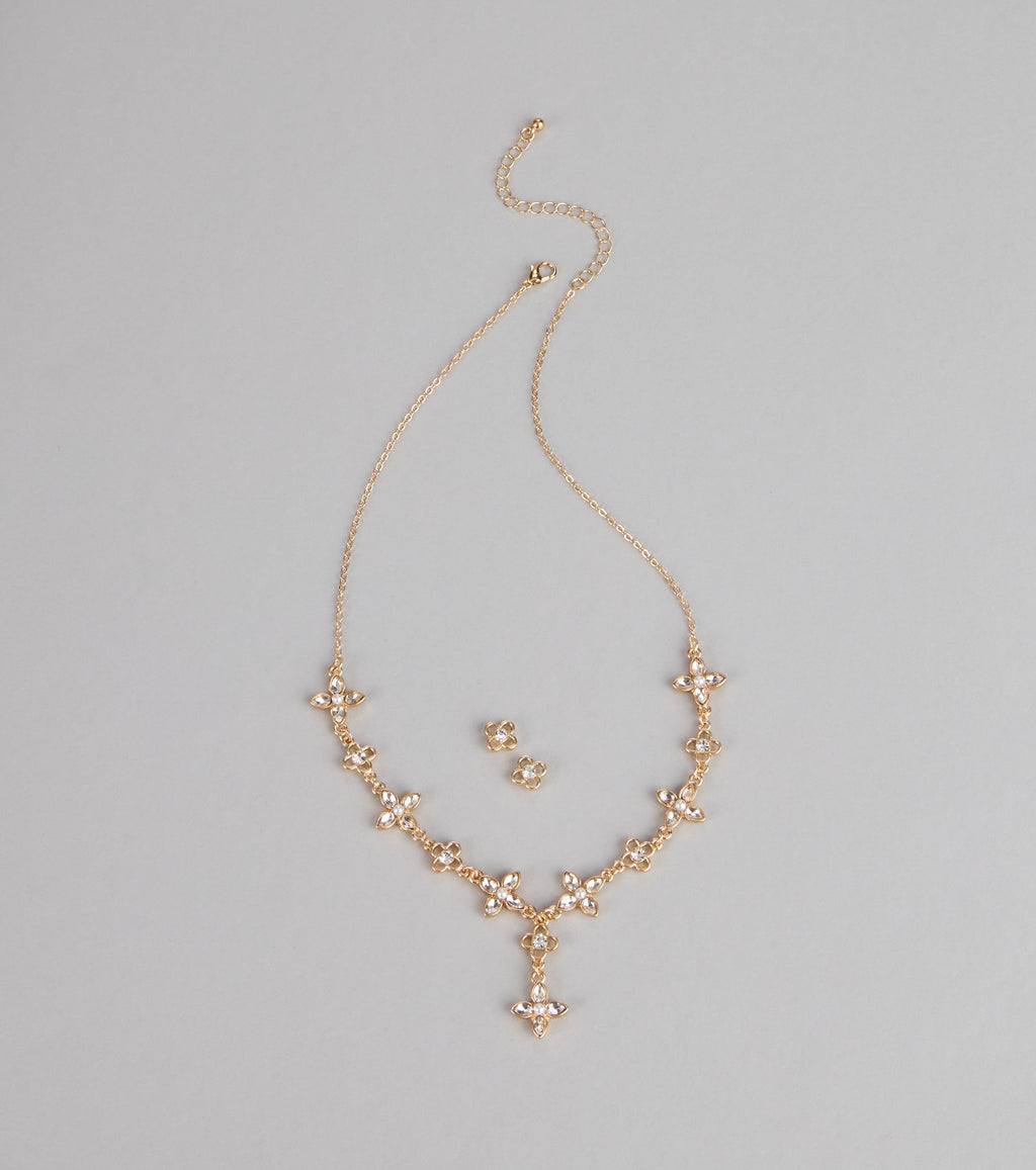 Petal Shimmer Rhinestone Jewelry Set