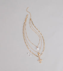 Heart And Charm Layered Necklace Set