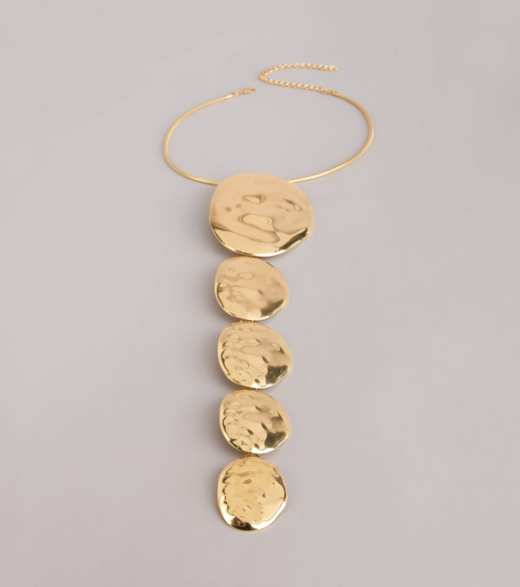 Dripping In Drama Hammered Lariat Necklace