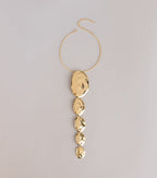 Dripping In Drama Hammered Lariat Necklace