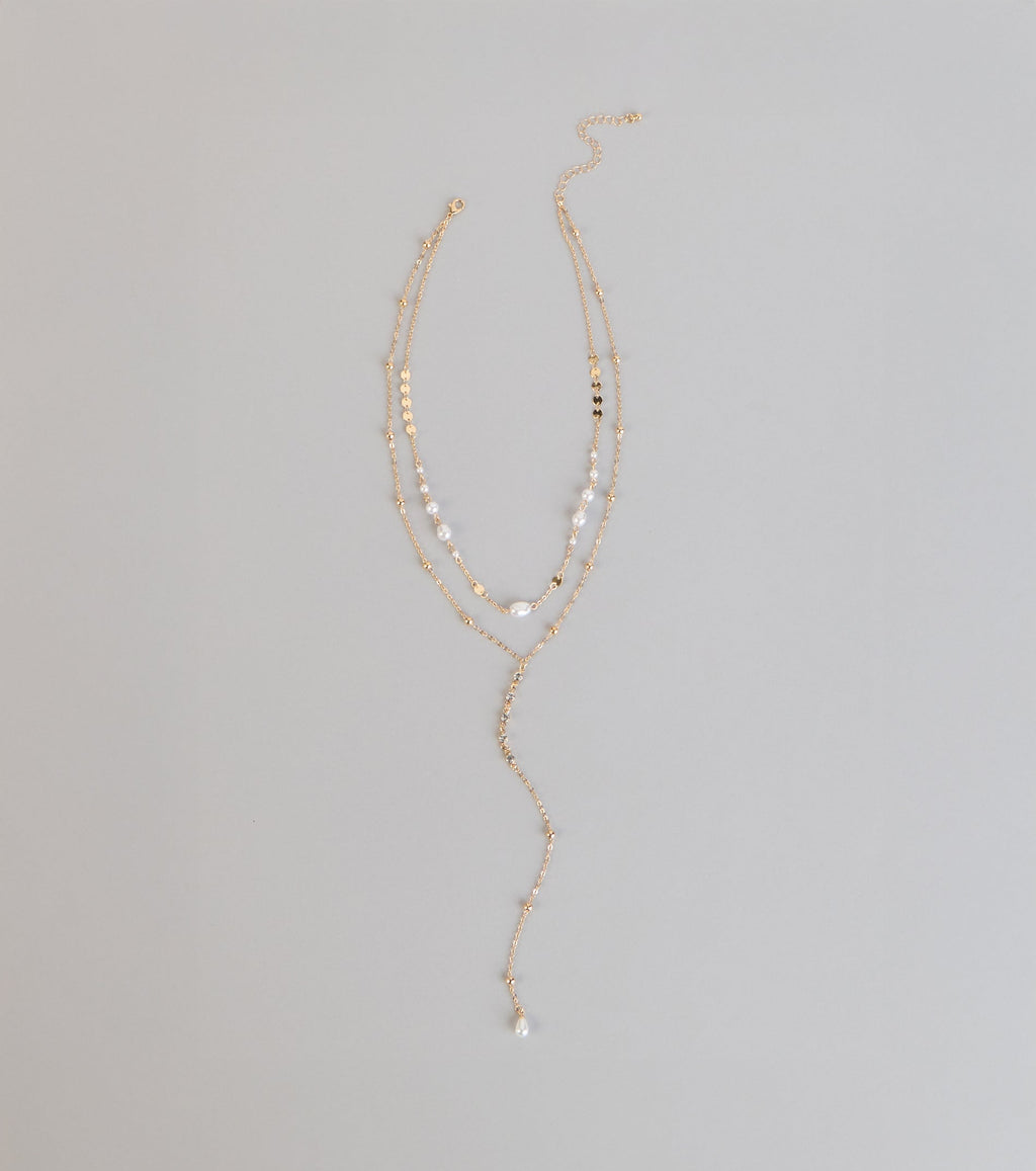 Effortlessly Elevated Pearl Beaded Lariat Necklace