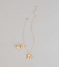 Bloom Mood Flower Necklace And Stud Earrings Set