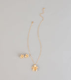 Bloom Mood Flower Necklace And Stud Earrings Set