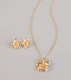 Bloom Mood Flower Necklace And Stud Earrings Set