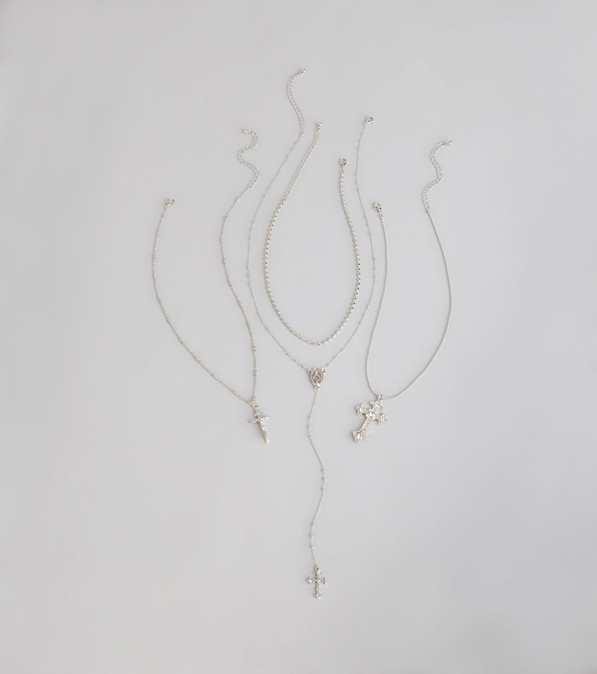 Keep It Layered Cross Charm Necklace Set