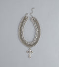 Stacked Up Layered Chain Cross Charm Necklace