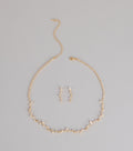 Delicate Sparkle Rhinestone Necklace And Earrings Set