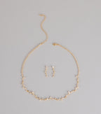 Delicate Sparkle Rhinestone Necklace And Earrings Set