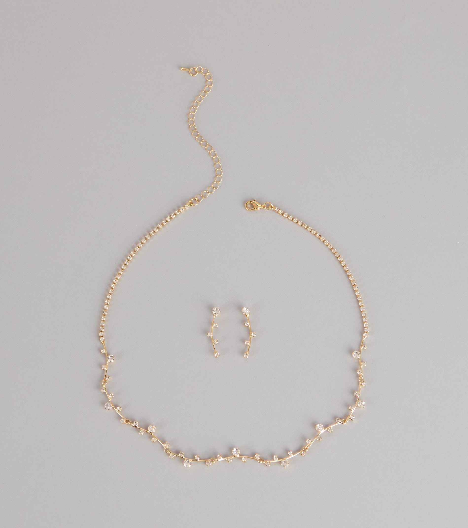 Delicate Sparkle Rhinestone Necklace And Earrings Set