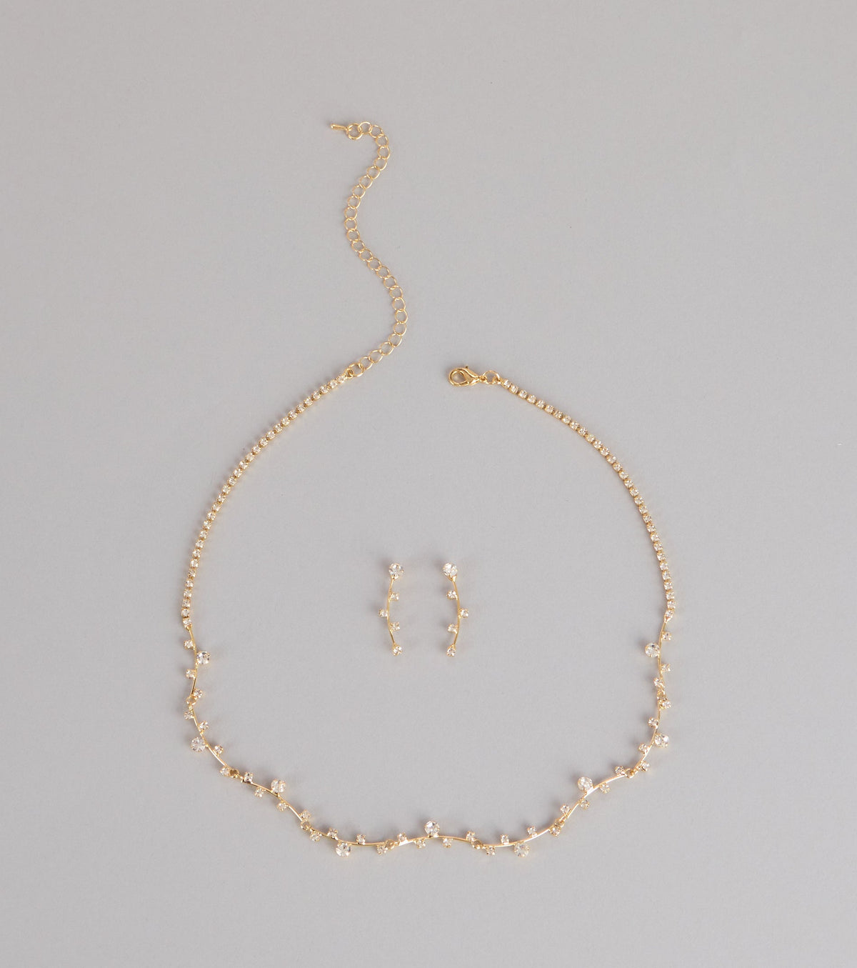 Delicate Sparkle Rhinestone Necklace And Earrings Set
