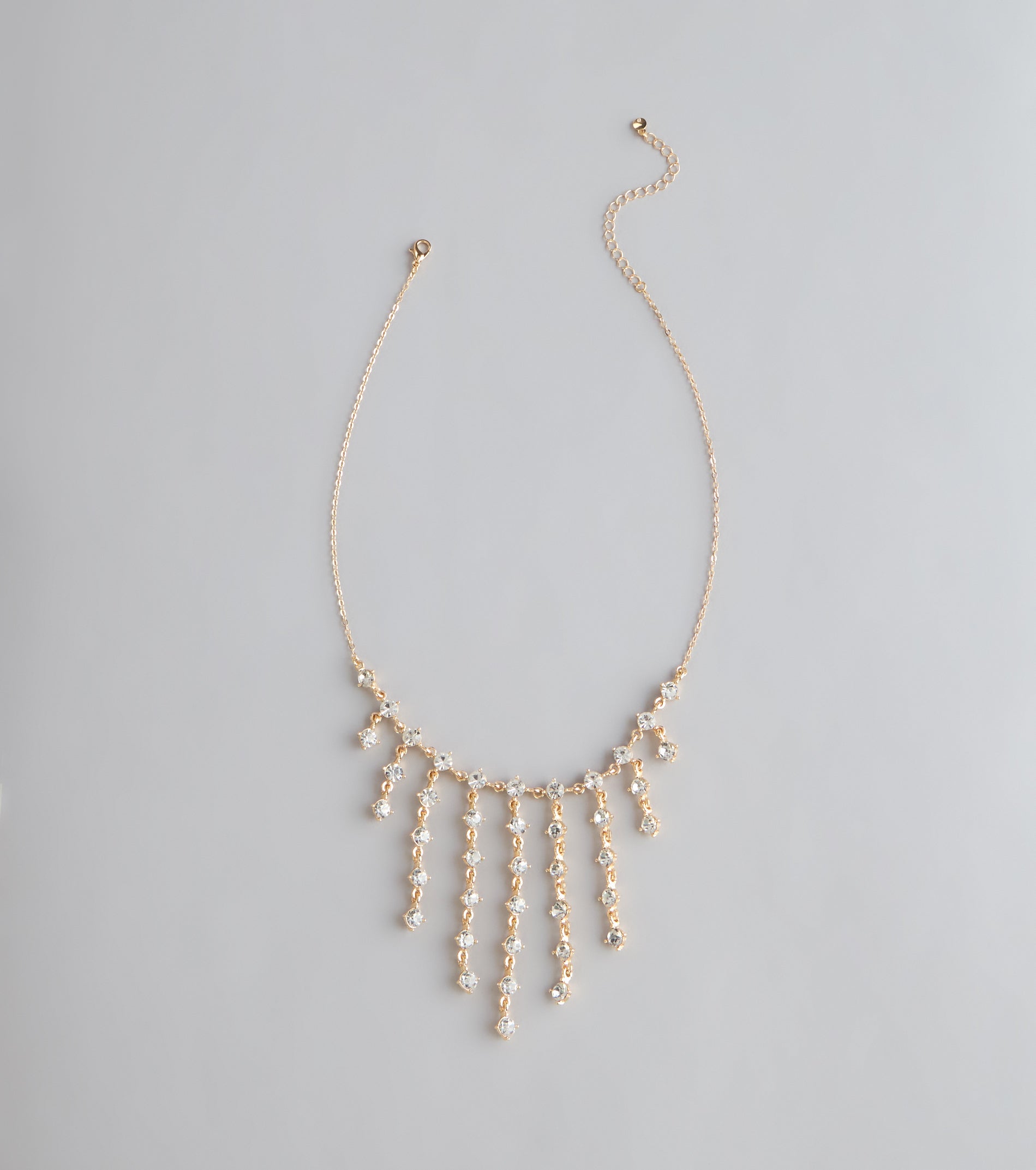 Dripping In Rhinestones Fringe Necklace
