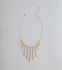 Dripping In Rhinestones Fringe Necklace