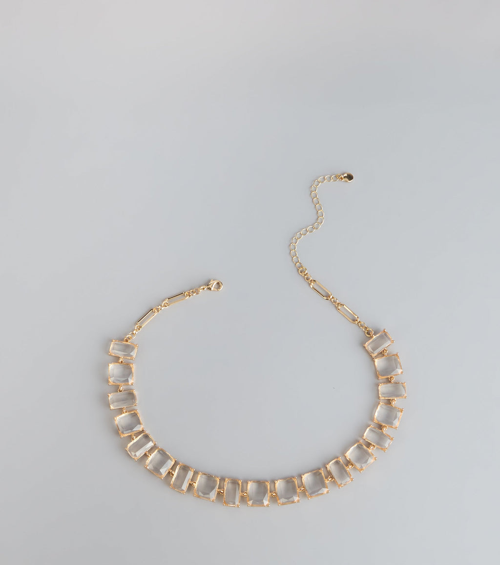 Crystal Row Statement Choker Necklace