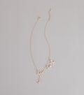Sweet Shine Rhinestone Butterfly Necklace And Earrings Set
