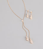 Soft Sparkle Rhinestone Lariat Necklace And Earrings Set