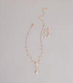 Soft Shine Rhinestone Flower Necklace And Earrings Set