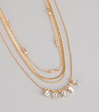 Cool Girl Shine Rhinestone Layered Necklace Set