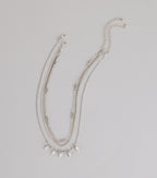 Cool Girl Shine Rhinestone Layered Necklace Set