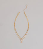 Pretty Glam Rhinestone Flower Charm Layered Necklace